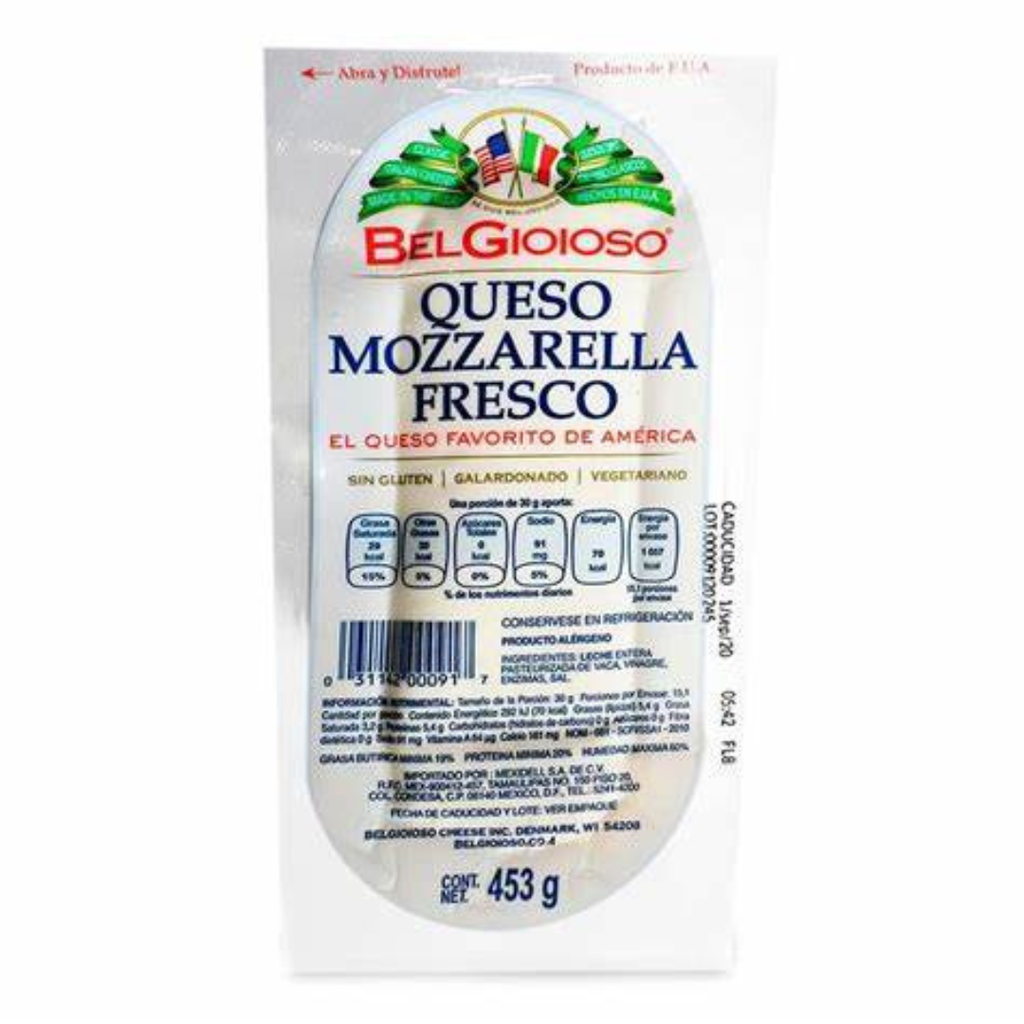 Mozzarella Fresca Belgioioso pieza de 453 gr